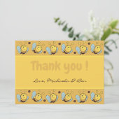 Bienenkarten, Niedliches Hummelgeschlecht-neutral Dankeskarte (Stehend Vorderseite)