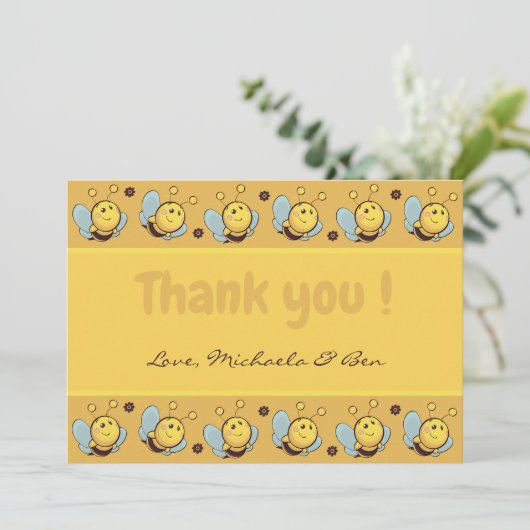 Bienenkarten, Niedliches Hummelgeschlecht-neutral Dankeskarte (Stehend Vorderseite)