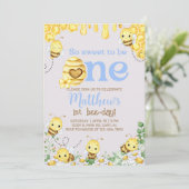 Bienenkind 1. Geburtstag einladen, Hummel, Honigbi Einladung (Stehend Vorderseite)