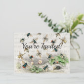 Bienenkleiferin Königin Bienen Antike Einladung (Stehend Vorderseite)