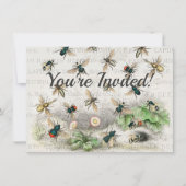 Bienenkleiferin Königin Bienen Antike Einladung (Vorderseite)