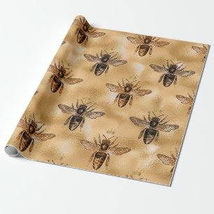 Bienenkönigin Honig Bronze Halten Vintage Krone Geschenkpapier