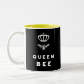 Bienenkönigin. Krone. Lustige niedliche Sayings. Zweifarbige Tasse (Links)
