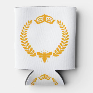 Bienenkönigin. Lorbeer mit Biene und Krone Dosenkühler