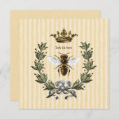 Bienenkönigin mit Krone auf Streifen Dankeskarte (Vorne/Hinten)