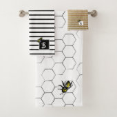 Bienenkönigin-Streifen mit Monogramm des Badhandtuch Set (Insitu)