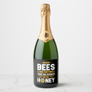 Bienenkopfgeschenk   Bei Bienen Schaumweinetikett
