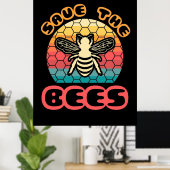 Bienenkopfgeschenk | Bienen Gerettet Poster (Heimbüro)