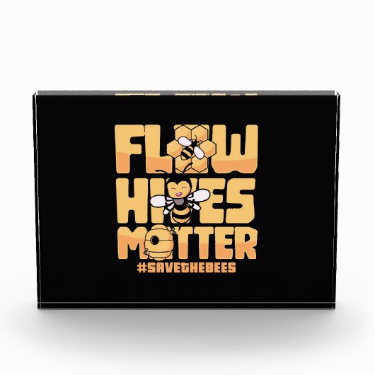 Bienenkopfgeschenk | Flow Hives Matter Bees Fotoblock (Vorderseite)