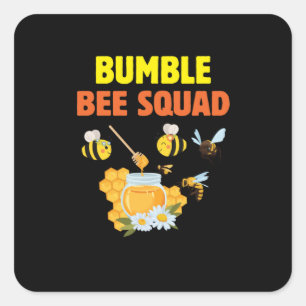 Bienenkopfgeschenk   Hummelbesatzfamilie Quadratischer Aufkleber
