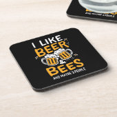 Bienenkopfgeschenk | Ich mag Bier und Bienen Getränkeuntersetzer (Linke Seite)