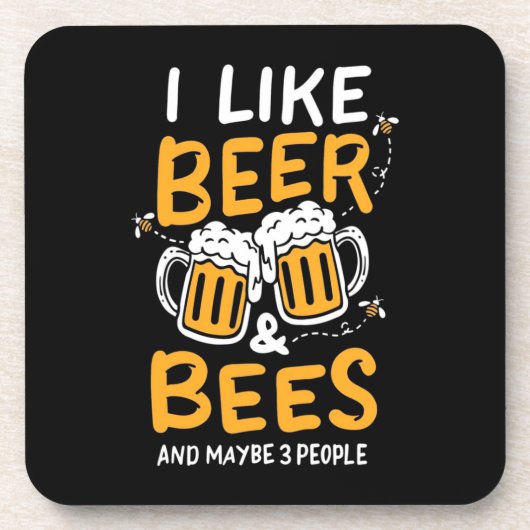 Bienenkopfgeschenk | Ich mag Bier und Bienen Getränkeuntersetzer (Vorderseite)