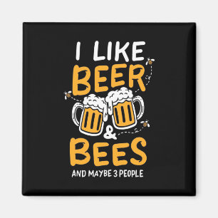 Bienenkopfgeschenk Ich mag Bier und Bienen Magnet