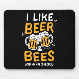 Bienenkopfgeschenk Ich mag Bier und Bienen Mousepad