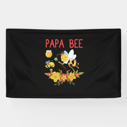 Bienenkopfgeschenk | Papa-Biene-Blume Banner (Horizontal)
