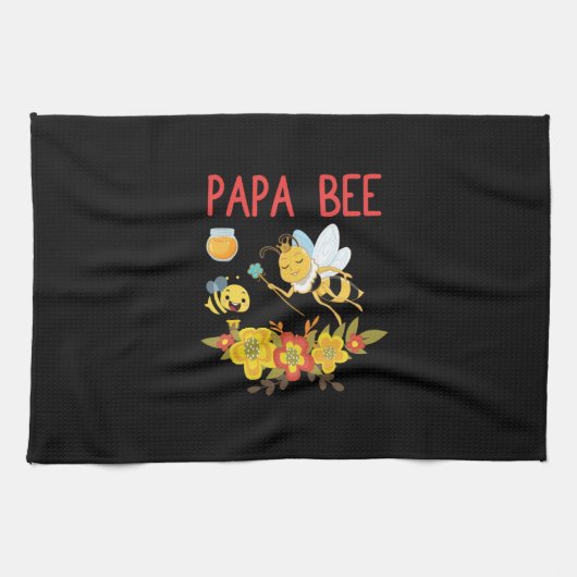 Bienenkopfgeschenk | Papa-Biene-Blume Geschirrtuch (Horizontal)