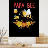 Bienenkopfgeschenk | Papa-Biene-Blume Poster (Küche)