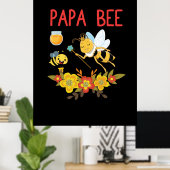 Bienenkopfgeschenk | Papa-Biene-Blume Poster (Heimbüro)