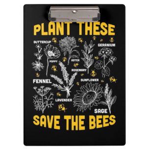 Bienenkopfgeschenk Pflanze Diese Rettete die Bie Klemmbrett