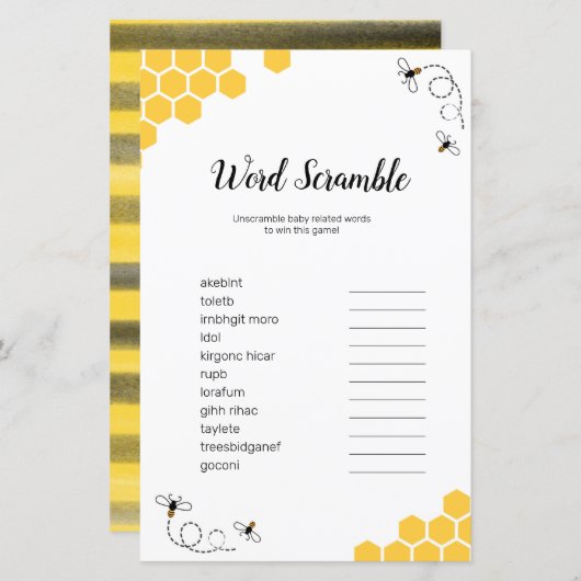 Bienenkorb Word Scramble Game (Vorne/Hinten)