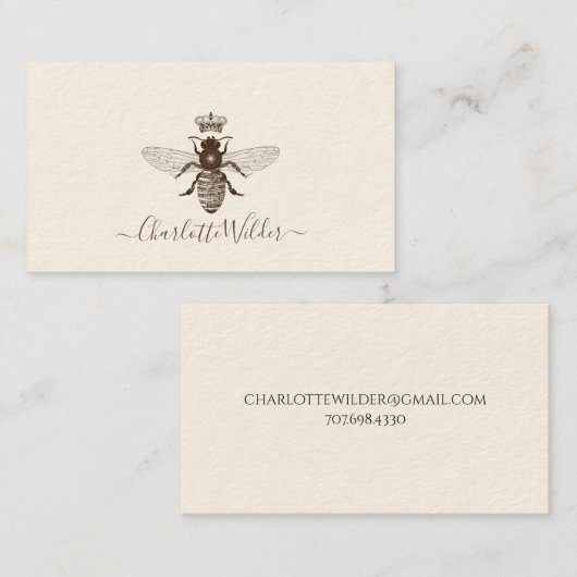 Bienenkrone Logo Handschrift Skriptsignatur Telefonnummerkarte (Vorne/Hinten)