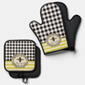 Bienenküche im Landhausstil Ofenhandschuh & Topflappen-Set (Vorderseite/Rückseite)