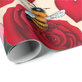Bienenkultur - Romantisches Blumendesign Geschenkpapier (Rolleneckpunkt)