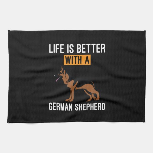 Bienenkunst mit deutschem Schäferhund Geschirrtuch (Horizontal)