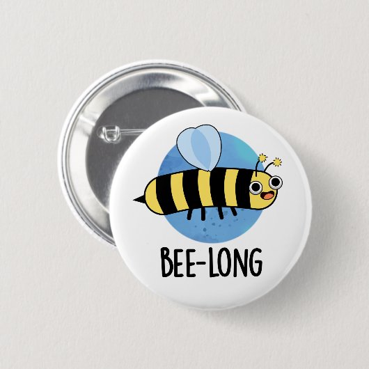 Bienenlange Funny Long Insect Pun Button (Vorne & Hinten)
