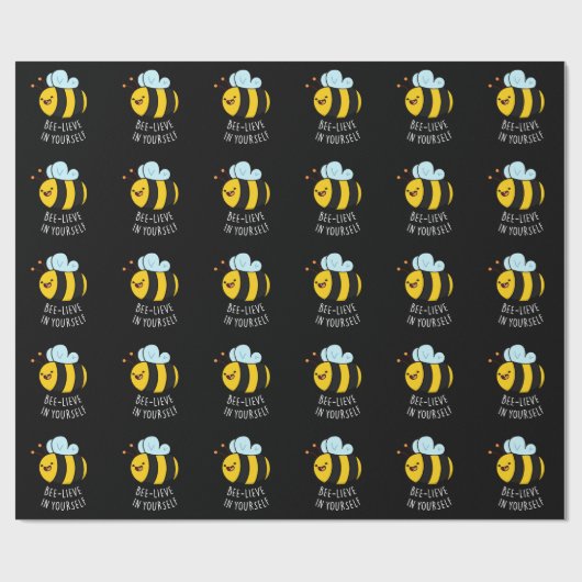 Bienenleben in Ihrer selbst Funny Bee Pun Dark BG Geschenkpapier (Flach)