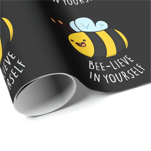 Bienenleben in Ihrer selbst Funny Bee Pun Dark BG Geschenkpapier (Rolleneckpunkt)