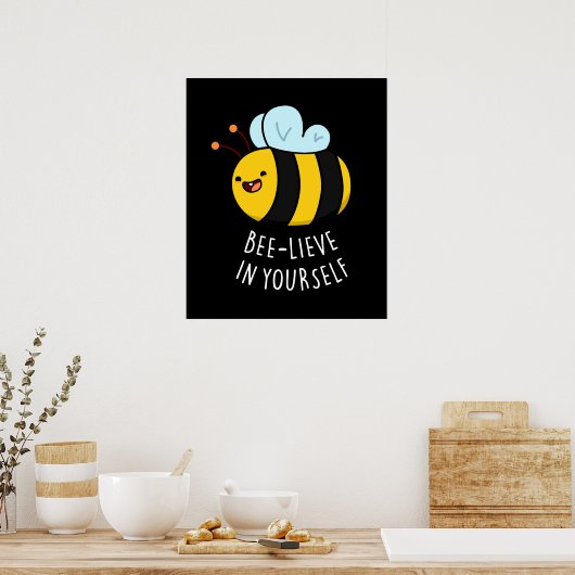 Bienenleben in Ihrer selbst Funny Bee Pun Dark BG Poster (Küche)