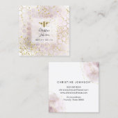 Bienenlogo auf IMITATEN Glitzer Wabenrübe Quadratische Visitenkarte (Vorne/Hinten)