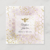 Bienenlogo auf IMITATEN Glitzer Wabenrübe Quadratische Visitenkarte (Vorderseite)