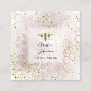 Bienenlogo auf IMITATEN Glitzer Wabenrübe Quadratische Visitenkarte