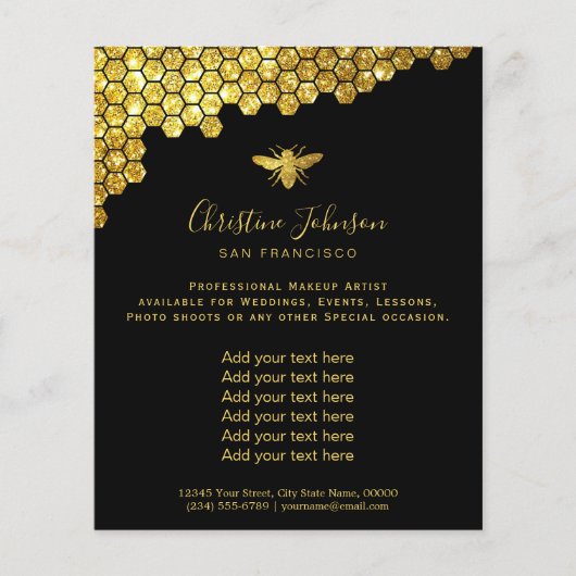 Bienenlogo auf schwarzem Flyer (Vorne)