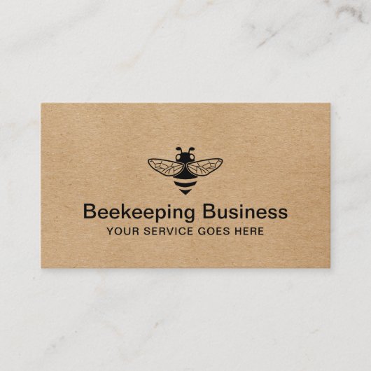 Bienenlogo Bienenzucht Honey Apiary Rustic Kraft Visitenkarte (Vorderseite)