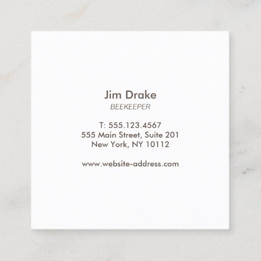Bienenlogo Bienenzucht Quadratische Visitenkarte (Rückseite)