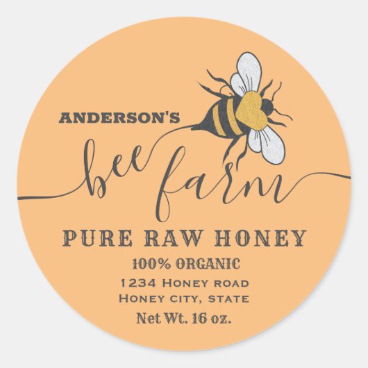 Bienenlogo Runder Aufkleber (Vorderseite)