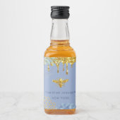 Bienenlogo und blaue Hydrangea Alkoholflaschenetikett (Vorderseite)