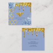 Bienenlogo und blaue Hydrangea-Quadrat-Visitenkart Quadratische Visitenkarte (Vorne/Hinten)