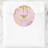 Bienenlogo und rosa Hydrangea klassischer Rundaufk Runder Aufkleber (Tasche)