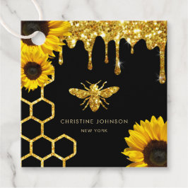 Bienenlogo und Sonnenblumen Geschenkanhänger