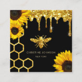 Bienenlogo und Sonnenblumen Quadratische Visitenkarte (Vorderseite)