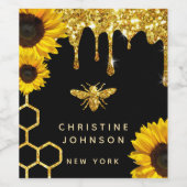Bienenlogo und Sonnenblumen Weinetikett (Einzelnes Label)
