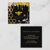 Bienenlogo und Wildblumen Quadratische Visitenkarte (Vorne/Hinten)