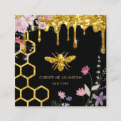 Bienenlogo und Wildblumen Quadratische Visitenkarte (Vorderseite)