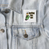 Bienenmädchen, die Bienenvölker zum Cartoon machen Button (Beispiel)