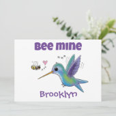 Bienenmine niedliche Valentine Kolibri Feiertagskarte (Stehend Vorderseite)