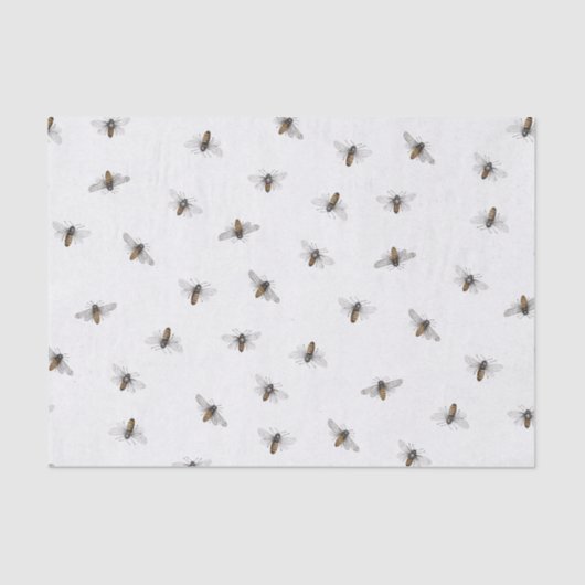 Bienenmuster auf Elfenbein Seidenpapier (Vorderseite)